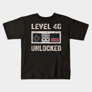 Level 40 Unlocked Video Gamer 40th Birthday Kids T-Shirt